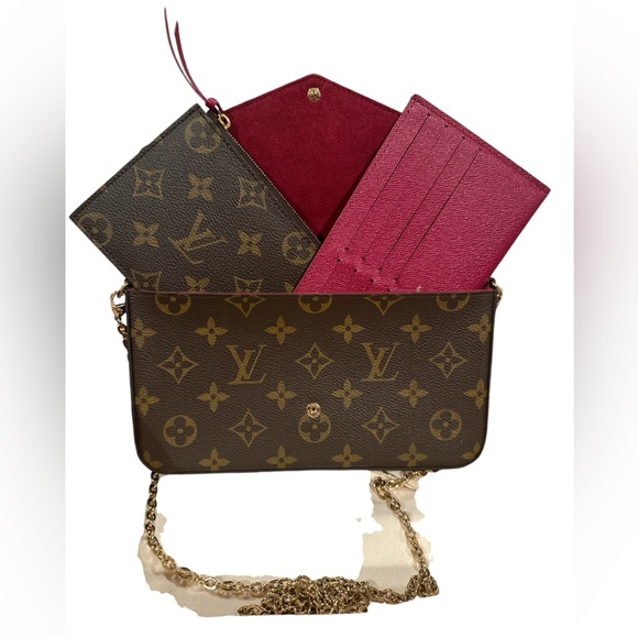 Louis Vuitton Handbags - Louis Vuitton Felice Pochette Monogram Brown Mini Crossbody Chain Bag
